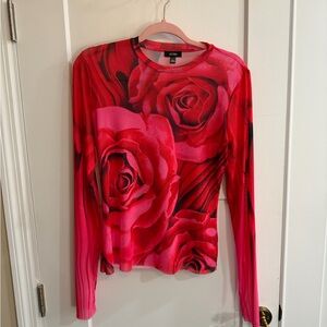 AFRM Red and Pink Floral Long Sleeve Top
